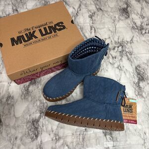 Muk Luks Women Flexi Hoboken Boots slip on size 7 blue Twilight NEW IN BOX NWT